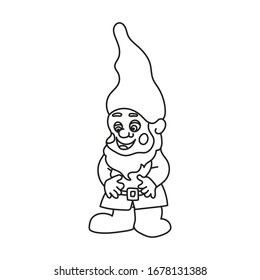 Vereinfachte Vektorgrafik eines süßen Cartoons Garden Gnome auf weißem Hintergrund.