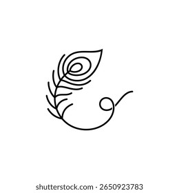 Plantilla simplificada del logotipo de la pluma del pavo real