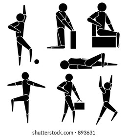 Simplified people doing various tasks - vector images which can all be editted