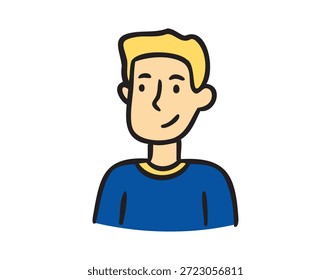 Vereinfachtes Porträt des blonden Mannes, handgezeichnetes Doodle. Vektorgrafik.