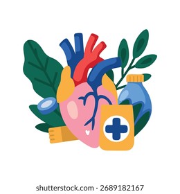 Simplified Realistic Human Heart Vector Diagram
