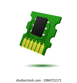 A simplified representation of an electronic chip on the curcuit board