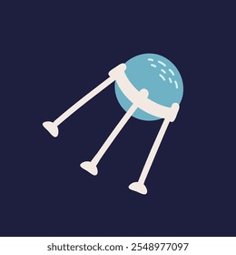Simplified retro satellite icon with bold colors and clean design.