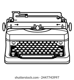 Simplified retro typewriter illustration for versatile usage in digital and print projects.