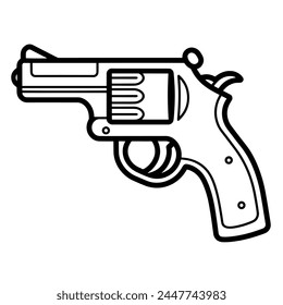 Simplified revolver illustration for versatile usage in digital and print projects.