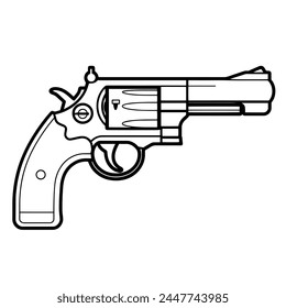 Ilustración de revólver simplificada para un uso versátil en proyectos digitales e impresos.