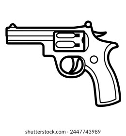 Ilustración de revólver simplificada para un uso versátil en proyectos digitales e impresos.