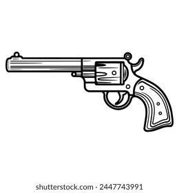 Ilustración de revólver simplificada para un uso versátil en proyectos digitales e impresos.