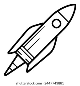 Simplified rocket illustration for versatile usage in digital and print projects.
