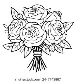 Ilustración simplificada del ramo de rosas para el uso versátil en proyectos digitales e impresos.