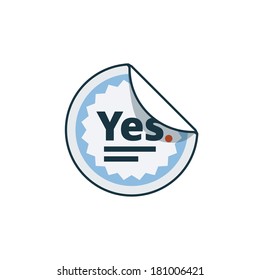 Simplified round label sticker icon in cartoon style. Printing shop house products, promotion print advertising materials. Print publishing icon series. 