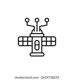 Simplified satellite icon representing technology and global communication networks