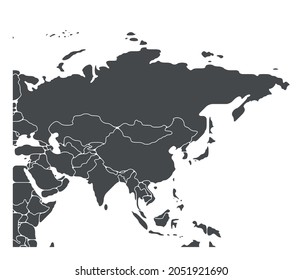 Simplified Schematic Map Asia Blank Isolated Stock Vector (Royalty Free ...