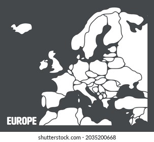 Simplified schematic map of South America. Blank isolated continent political map of countries. Generalized and smoothed borders. Simple flat vector illustration