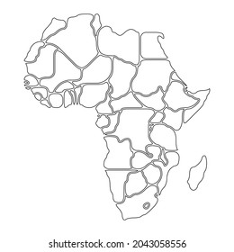 Simplified schematic map of South America. Blank isolated continent political map of countries. Generalized and smoothed borders. Simple flat vector illustration