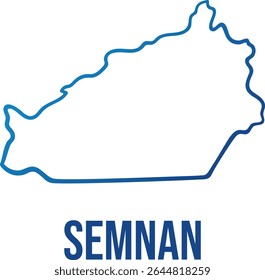 Simplified Semnan Province of Iran map in a smooth, hand-drawn style with a modern blue gradient contour. Isolated editorial design for travel writing, political commentary, or infographic creation.