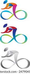 Simplified shape of moving bicycle racer to abstract elements