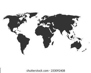 Simplified Silhouette Of World Map, Vector Illustration