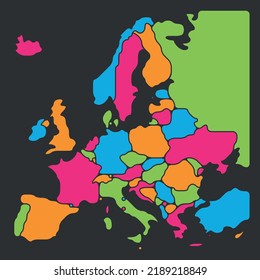 Simplified smooth blank map of Europe