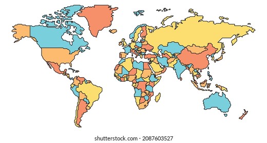 Simplified smooth border World map