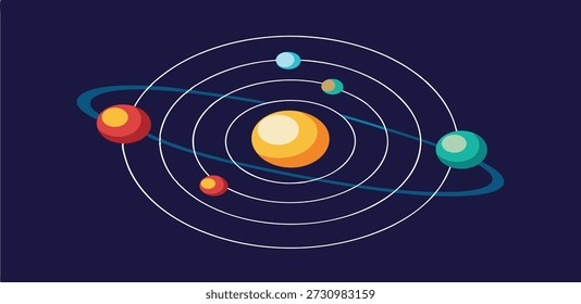 simplified solar planets orbiting star cosmic design 