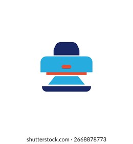 A simplified, stylized icon depicting a document scanner or copier.  The design uses flat colors and minimal detail.
