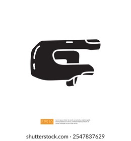 A simplified, stylized illustration of a stapler, showcasing its ergonomic design and functionality.