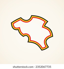 Vereinfachtes, stylisiertes Rahmenbild von Belgien, Farben aus der Flagge.