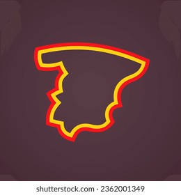 Simplified stylized outline map of Spain, colors from the flag.
