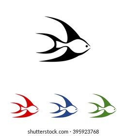 simplified stylized silhouettes of fish for a logo on a white background