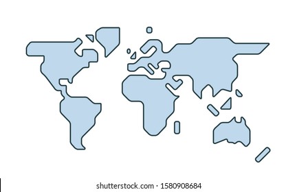 Simplified or stylized world map for small scale use on websites, infographics or apps