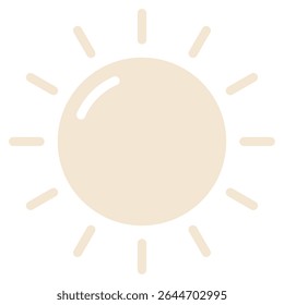 Icono de sol simplificado que representa el brillo, la energía y el día para Clima o gráficos ambientales.