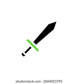 Simplified Sword Icon with Green Guard Symbol
