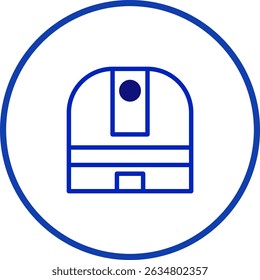Simplified telescope observatory icon illustration within a blue circular border