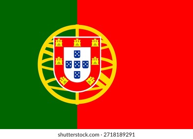 Una bandera de Vector simplificada de Portugal en proporciones correctas de 2:3. Una Imagen menos detallada del pabellón del Estado miembro de la UE, Portugal.