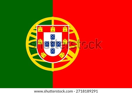 A simplified vector flag of Portugal in correct 2:3 proportions. A less detailed image of the flag of the EU member state, Portugal.