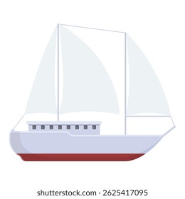 Simplified vector graphic depiction of a contemporary sailboat on a plain background