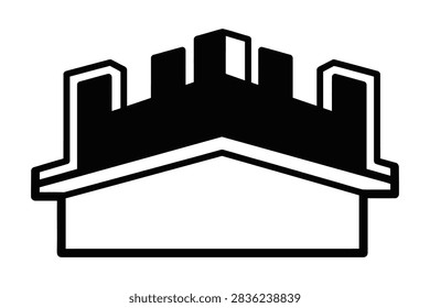 A simplified vector icon depicting a castle wall with battlements in a bold black and white outline style