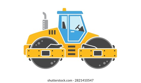 A simplified vector icon depicting a heavy construction road roller machine used for pavement and asphalt compaction