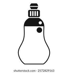 Simplified vector icon of a detergent bottle in black and white, suitable for various design uses