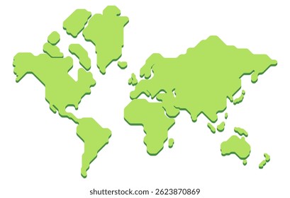 Ilustração vetorial simplificada do mapa isométrico do mundo. Mapa do mundo em estilo minimalista moderno