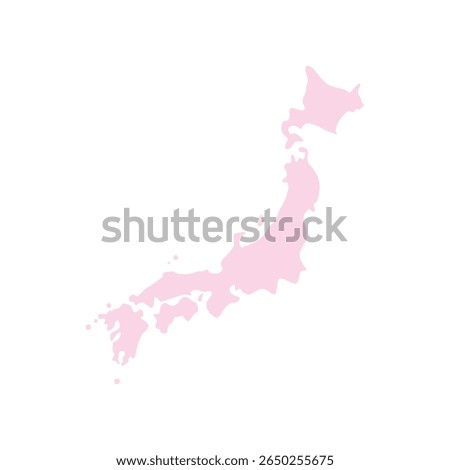 Simplified vector illustration of the map of Japan in cartoon style. Design element for educational materials, travel content and cultural guides