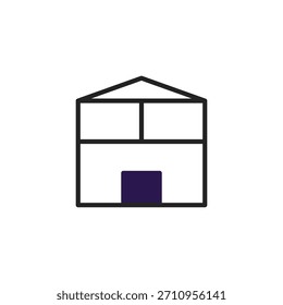 Una Ilustración vectorial simplificada muestra un diseño de casa contemporáneo con Formas geométricas. El estilo minimalista utiliza líneas limpias para representar una propiedad moderna y sus detalles arquitectónicos,