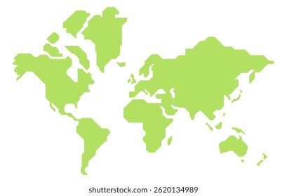 Simplified vector illustration of world map in green color. World map in modern minimalistic style