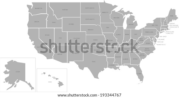 Simplified Vector Map United States America Stock Vector Royalty