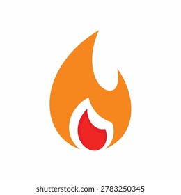 A simplified vector style fire flame icon with orange and red colors on a white background
