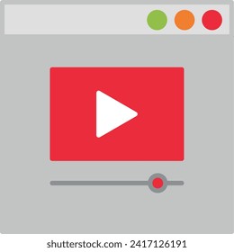 Simplified video player interface with red play button and volume slider on a light grey background.