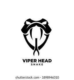 simplified viper snake head with big fangs logo icon design isolated background