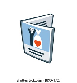 Simplified wedding card icon in cartoon style. Print publishing icon series. 