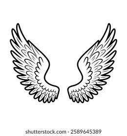 Simplified Wings Graphic: Clean Black and White Vector